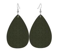 HJFCZH Hunter Green Floral Petals Pattern Prints Drip Earrings - Stylish Faux Leather Charms - Lightweight Dangling Jewelry for Women & Girls - Festive Holiday Accents