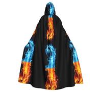 HJFCZH Ice and Fire Boxing Prints Hooded Cloak - Extra Large Cape with Drawstring, Cozy Layer