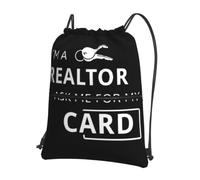 HJFCZH I'm A Realtor Ask Me Prints Drawstring Zipper Backpack - Lightweight Gym Throw Bag with Front Pocket - Ideal for Travel & Yoga