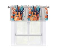 HJFCZH Instrumental Guitar Prints Kitchen Window Cover - 54x18 Inch Peach Skin Valance for Soft Lighting & Easy Style