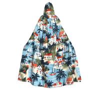 HJFCZH Island Of Cuba Printed Halloween Adult Hooded Cloak for various party and carnival settings