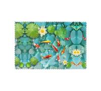 HJFCZH Japanese Pretty Red carp Fish Prints Heavy-Duty Table Layers - Heatproof Placemat Set of 6, 12x18 Inch Washable Dining Covers for Hotel & Home Banquet Styling