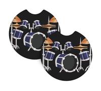HJFCZH Jazz drum Prints Car Cup Coasters 2-Pack - High-Grade Neoprene Layers for Spillproof Protection & Stylish Vehicle Interiors - Fits Most Cars