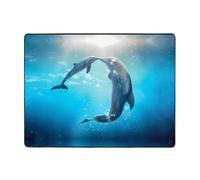 HJFCZH Kiss Dolphin Tale Pattern Prints Ultra-Absorbent Non-Slip Rug 63x48in - Plush Shaggy Throw for Living Room, Office & Bedroom Comfort