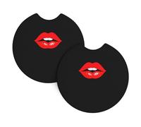 Hjfczh Kiss The Lips Printed Car Interior Cup Holder Pad 2 Pc Waterproof & Quick Drying, Protects Against Spills & Scratches