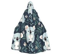 HJFCZH koala Prints Halloween Adult Hooded Cape Large Hooded Cloak with Bow Tie, No Zipper