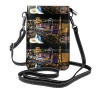 HJFCZH Las Vegas night view Leather Crossbody Phone Pouch