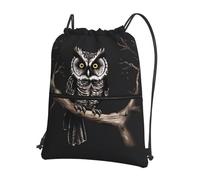 HJFCZH Late Night Owl Prints Drawstring Zipper Backpack - Ultra-Durable Water-Resistant Gym Bag for Travel & Sports - Lightweight & Foldable Cover