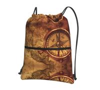 HJFCZH Law of the Compass Navigation Prints Drawstring Zipper Backpack - Ultra-Durable Water-Resistant Gym Bag for Travel & Sports - Lightweight & Foldable Cover
