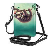 HJFCZH Lazy Cute Sloth Hanging the Branches Leather Crossbody Phone Cover