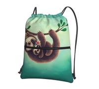 HJFCZH Lazy Cute Sloth Hanging the Branches Prints Drawstring Zipper Backpack - Lightweight Sporty Throw Bag for Gym, Travel & Yoga - Durable Water-Resistant Design