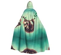 HJFCZH Lazy Cute Sloth Hanging the Branches Prints Hooded Cloak - Oversized Cape, Cozy Throw for Halloween & Cosplay Fun