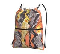 HJFCZH Little Cockatiels Prints Drawstring Zipper Backpack Lightweight Sport Gym Bag Water-Resistant Travel Throw Cover for Men Women Teens
