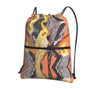 HJFCZH Little Cockatiels Prints Drawstring Zipper Backpack - Lightweight Water-Resistant Gym Bag for Travel, Sports & Yoga - Durable Foldable Cover with Front Pocket