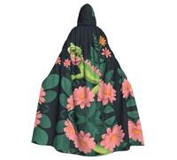 HJFCZH Lizard On A Flower Printed Halloween Adult Hooded Cloak for various party and carnival settings