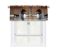 HJFCZH Loon Birds Prints Kitchen Window Cover - 54x18 Inch Peach Skin Valance for Soft Lighting & Easy Style