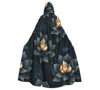 HJFCZH lotus flower namaste Prints Halloween Adult Hooded Cape Large Hooded Cloak with Bow Tie, No Zipper