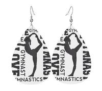 HJFCZH love gymnastics Prints Teardrop Leather Earrings - Lightweight Dangles with Silver-Plated Hooks, Vivid Color & Hypoallergenic Design for Festive Occasions