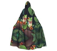 HJFCZH Lovely Tree Frogs Printed Halloween Adult Hooded Cloak for various party and carnival settings