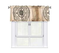 HJFCZH Magic Design Nordic Compass Prints Kitchen Window Cover - 54x18 Inch Peach Skin Valance for Soft Lighting & Easy Style