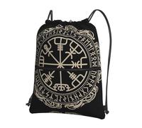 HJFCZH Magical Design Norse Runes Compass Prints Drawstring Zipper Backpack Lightweight Sport Gym Bag Water-Resistant Travel Throw Cover for Men Women Teens