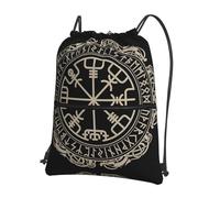 HJFCZH Magical Design Norse Runes Compass Prints Drawstring Zipper Backpack - Ultra-Durable Water-Resistant Gym Bag for Travel & Sports - Lightweight & Foldable Cover