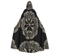 HJFCZH Magical Design Norse Runes Compass Prints Hooded Cloak - Extra Large Cape with Drawstring, Cozy Layer