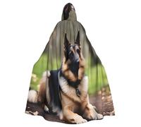 HJFCZH Maple German Shepherd Dog Pattern Adult Halloween hooded jacket cloak long party cloak suitable for men and women