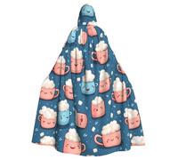 HJFCZH Marshmallow Hot Chocolate Printed Halloween Adult Hooded Cape Super Large Hooded Cloak
