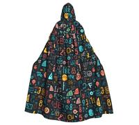 HJFCZH math lesson word Picture Halloween Adult Hooded Cape Cloak for wear during Halloween, role-playing