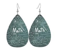 HJFCZH Math Lesson Word Prints Teardrop Leather Earrings - Vibrant Dangle Earrings for Women, Lightweight Fashion Jewelry with Silver-Plated Hooks, Ideal for Parties & Gifts