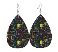 HJFCZH math quiz Prints Teardrop Leather Earrings - Lightweight Dangles with Silver-Plated Hooks, Vivid Color & Hypoallergenic Design for Festive Occasions