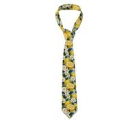 HJFCZH Men's Necktie Lemon And Flower Prints 57X3.1 inch Easy Care Polyester Tie for Suits, Weddings, Party Gift
