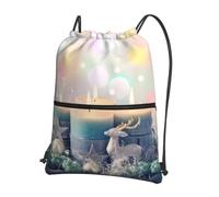 HJFCZH Merry Christmas Candle Prints Drawstring Zipper Backpack - Ultra-Durable Water-Resistant Gym Bag for Travel & Sports - Lightweight & Foldable Cover