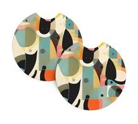 HJFCZH Mid-Century Modern Art Cat Prints Car Cup Coasters 2-Pack - Engineered Neoprene Drink Covers for Extreme Durability & Superior Spill Protection - Universal Fit