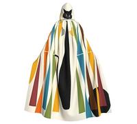 HJFCZH Mid-Century Modern Art Cat Prints Hooded Cloak - Oversized Cape, Cozy Throw for Halloween & Cosplay Fun