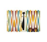 HJFCZH Mid-Century Modern Art Cat Prints Quality Table Layers - Heat Resistant Place Mat Covers， Durable 6-Piece Set with Printed Designs