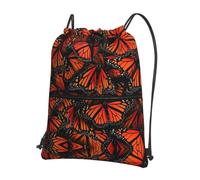 HJFCZH Monarch Butterflies Prints Drawstring Zipper Backpack - Lightweight Sporty Throw Bag for Gym, Travel & Yoga - Durable Water-Resistant Design