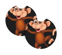 HJFCZH Monkey Prints Car Cup Coasters 2-Pack - Neoprene Layers Protect Cup Holders From Spills & Scratches - Fits Most Vehicles