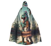 HJFCZH Monster Dinosaur Printed Halloween Adult Hooded Cloak for various party and carnival settings