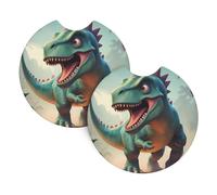 HJFCZH Monster Dinosaur Prints Cute Car Coasters Set of 2 - Waterproof Cup Holder Protectors for Cars, Trucks & SUVs
