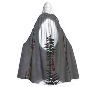 HJFCZH Moon Pine Tree Printed Halloween Adult Hooded Cloak for various party and carnival settings