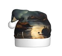 HJFCZH Moon Stars and Planets Printed Christmas Hat for Adult Soft, lightweight Holiday party use