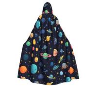 HJFCZH Moon Stars And Planets Printed Halloween Adult Hooded Cloak for various party and carnival settings