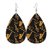 HJFCZH Musical Notes Treble Prints Dangle Leather Earrings - Elegant Water Drop Drops for Festive Style & Everyday Chic