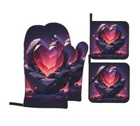 HJFCZH Mysterious Love Stone Prints Oven Mitts & Pot Holders Set - Waterproof Kitchen Throw & Heat Resistant Layers - Durable Covers for Cooking, Baking & BBQ
