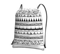 HJFCZH Native American Patterns Prints Drawstring Zipper Backpack - Ultra-Durable Water-Resistant Gym Bag for Travel & Sports - Lightweight & Foldable Cover