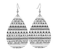 HJFCZH Native American Patterns Prints Teardrop Leather Earrings - Lightweight Dangles with Silver-Plated Hooks, Vivid Color & Hypoallergenic Design for Festive Occasions