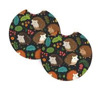 HJFCZH Nature Lovely Hedgehog Lovers Printed Car Coaster Set of 2 - Waterproof Rubber Cup Holder Protectors for Cars, Trucks & SUVs