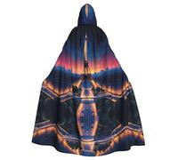 HJFCZH Night Paris Eiffel Tower Prints Halloween Adult Hooded Cloak for various party and carnival settings
